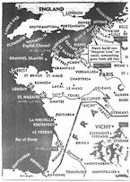Map of French Coast, Dieppe Raid, published August 19, 1942