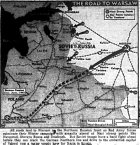 Map of Russia, Poland&mdash;Moscow to Warsaw, published April 2, 1943