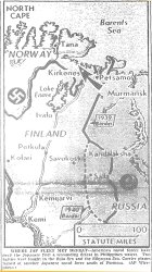 Map of Russian Advance on Norway, (with incorrect caption), published October 26, 1944
