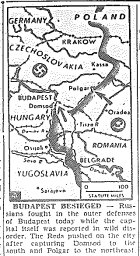 Map of Russian Advance on Budapest, published November 4, 1944
