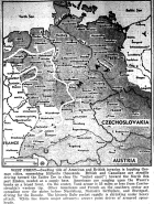 Map of Europe, British and Canadians to Zuider Zee on rocket coast, and Emden; Ruhr being shrunk, published April 5, 1945